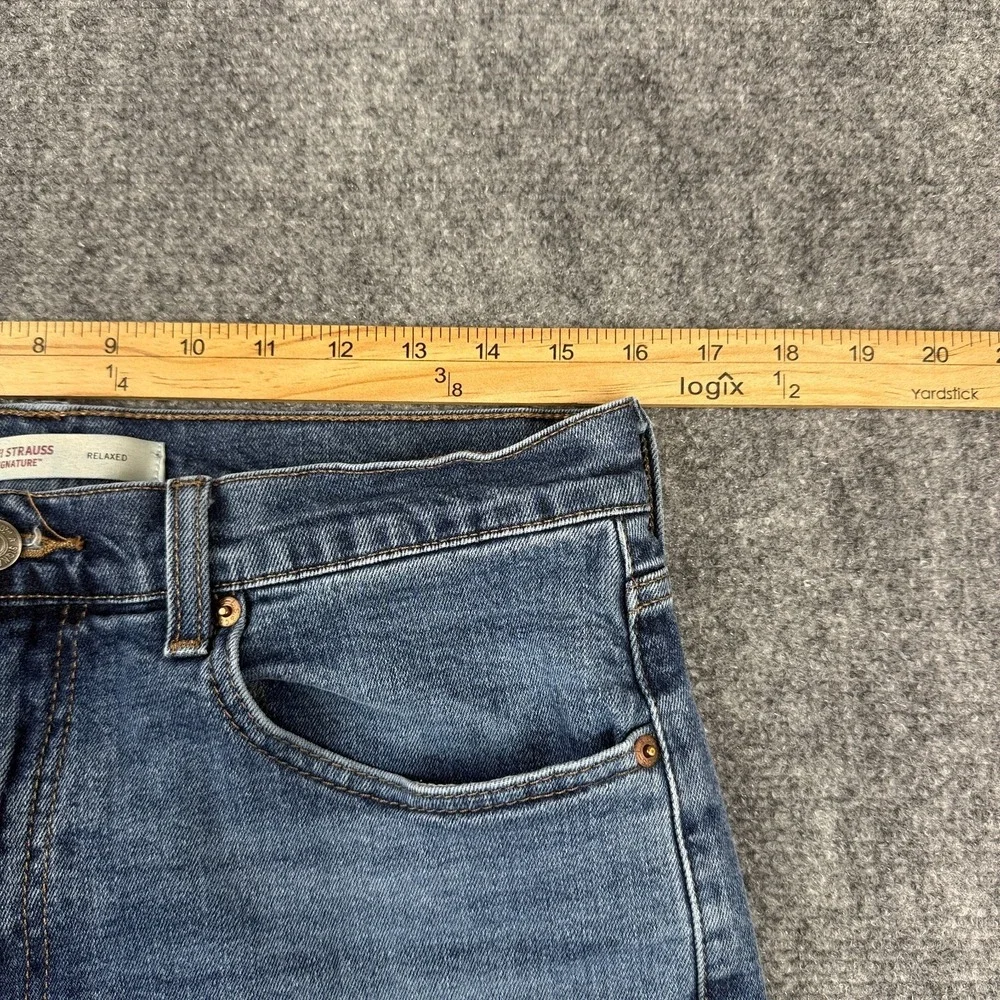 Levi Strauss Signature Relaxed Straight Fit Jeans Mens 33x30 Blue Stretch Denim